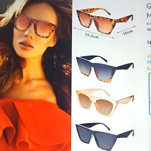 NWT Weewooday 4 Pair Trendy Retro Cat Eye Women's Shell Sunglasses